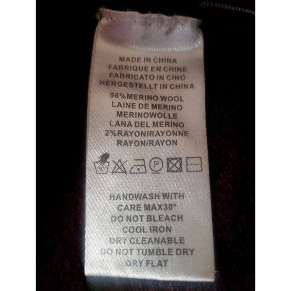 Paul Smith Sweater Mens Boys L Burgundy Merino Wool Embroidered Sleeve Pullover - Picture 10 of 11